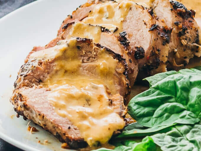 Keto Pork Tenderloin With Creamy Mustard.