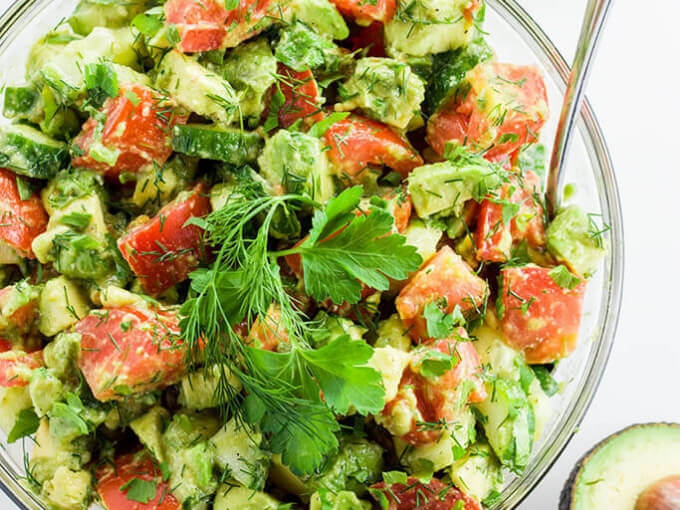 Keto Tomato Avocado Cucumber Salad